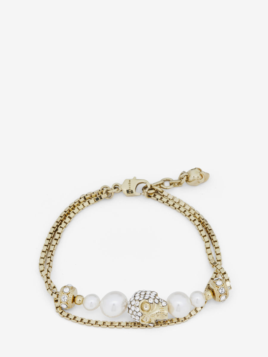 ALEXANDER MCQUEEN - Skull and Pearl Chain Bracelet - Item 836475J161P1953
